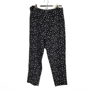 NEW Equipment Femme Stretch Ankle Crop Career White Abstract Leaf Print Pants